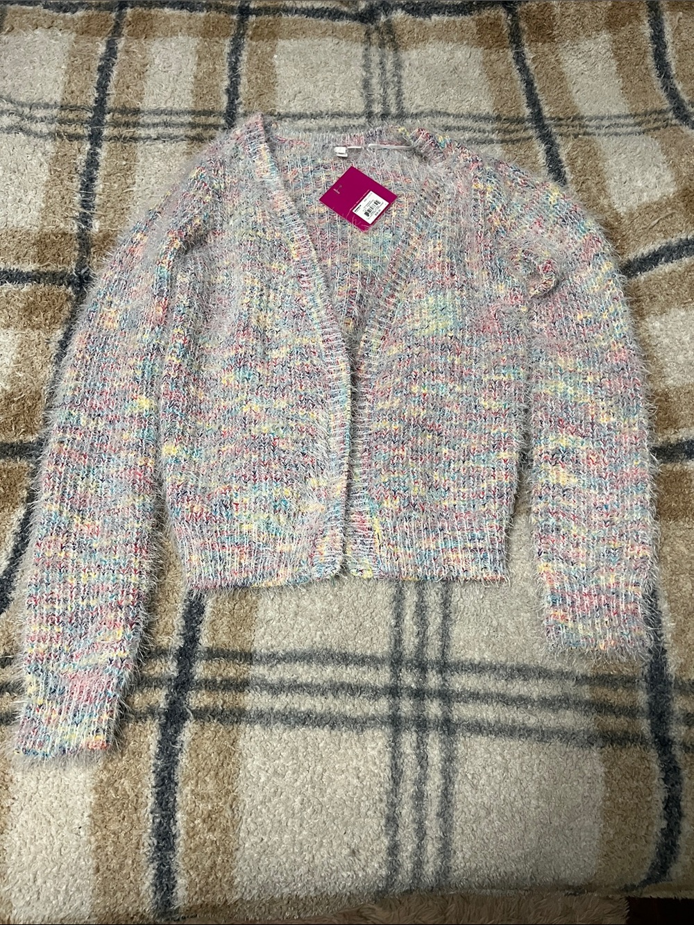 Cozy Multicolor V-Neck Childs Sweater Cardigan